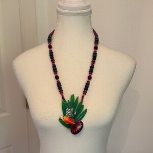 Painted Wood Goldfish Beaded Necklace